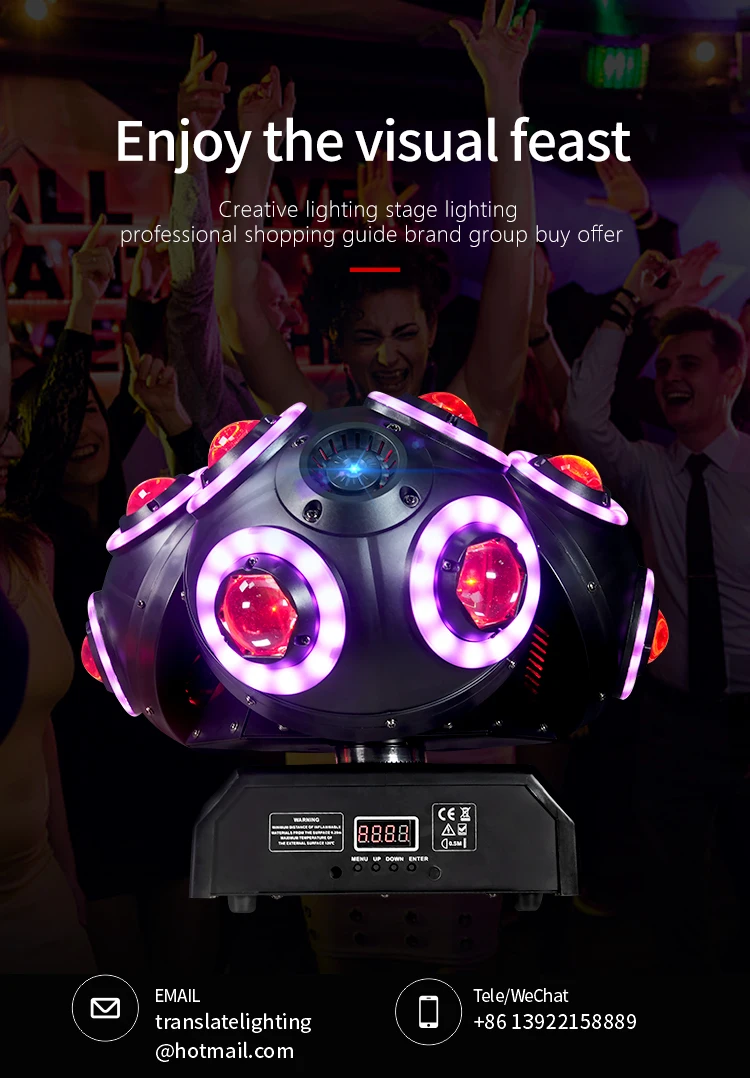 New 12x12W Rgbw 4 In 1 DMX512 Three Heads Football Led Moving Light For Stage Di