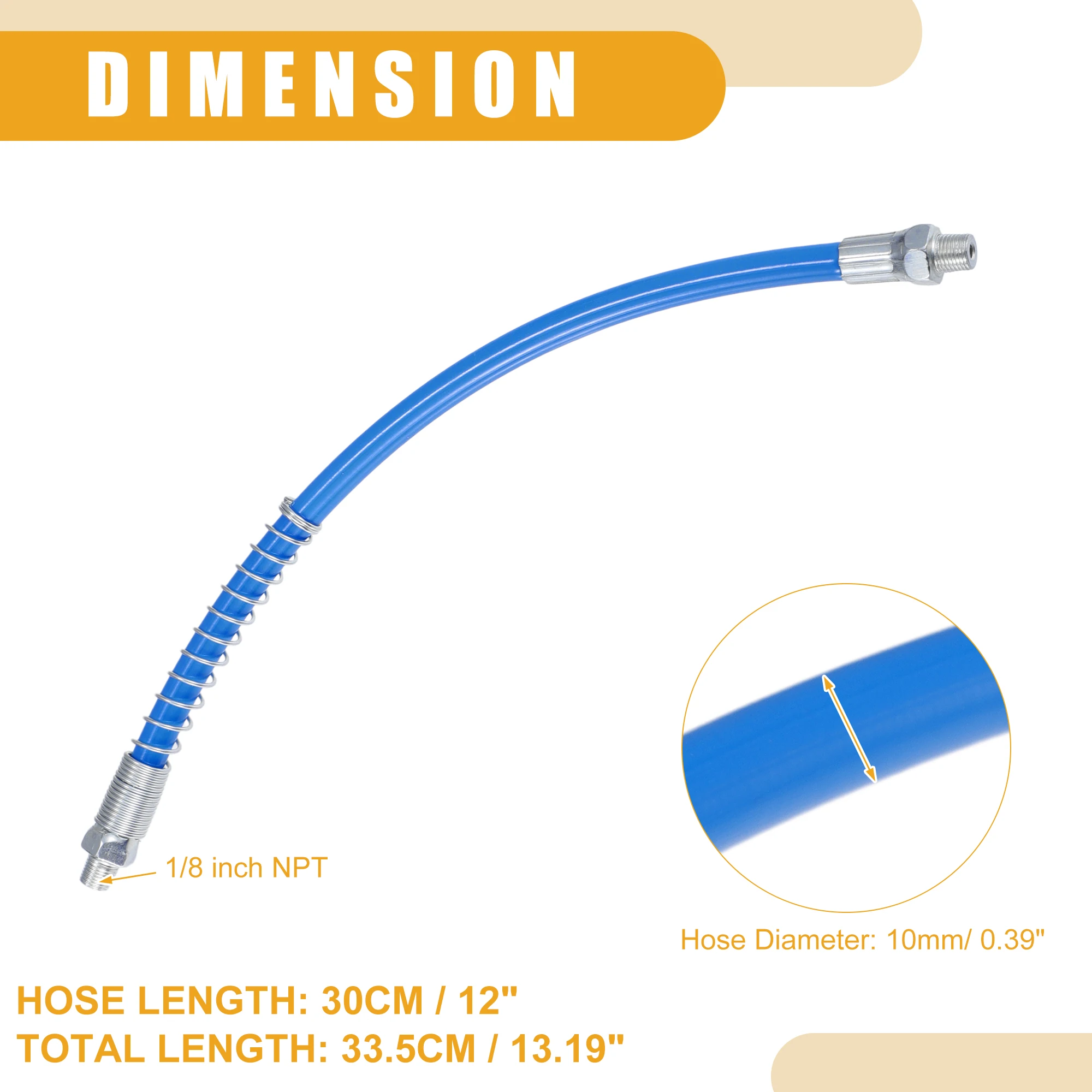30/40/50cm-180cm Grease Gun Hose Extension Hand and Air Powered Grease Guns Connector Trailer Flex Hose X Autohaux grease gun coupler