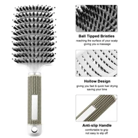 Brosse à cheveux pour Salon de coiffure, Massage du cuir chevelu, poils en Nylon pour femmes, brosse à cheveux démêlante humide et bouclée pour outils de coiffure 4