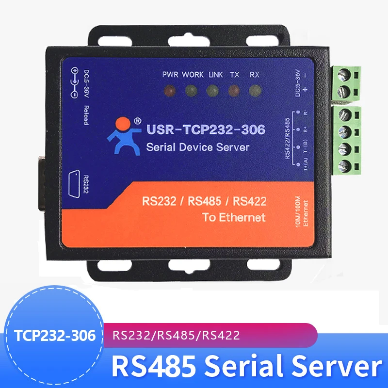 

USR-TCP232-306 промышленный последовательный порт RS232/RS485/RS422 к Ethernet TCP/IP серверному преобразователю для строительной системы автоматизации