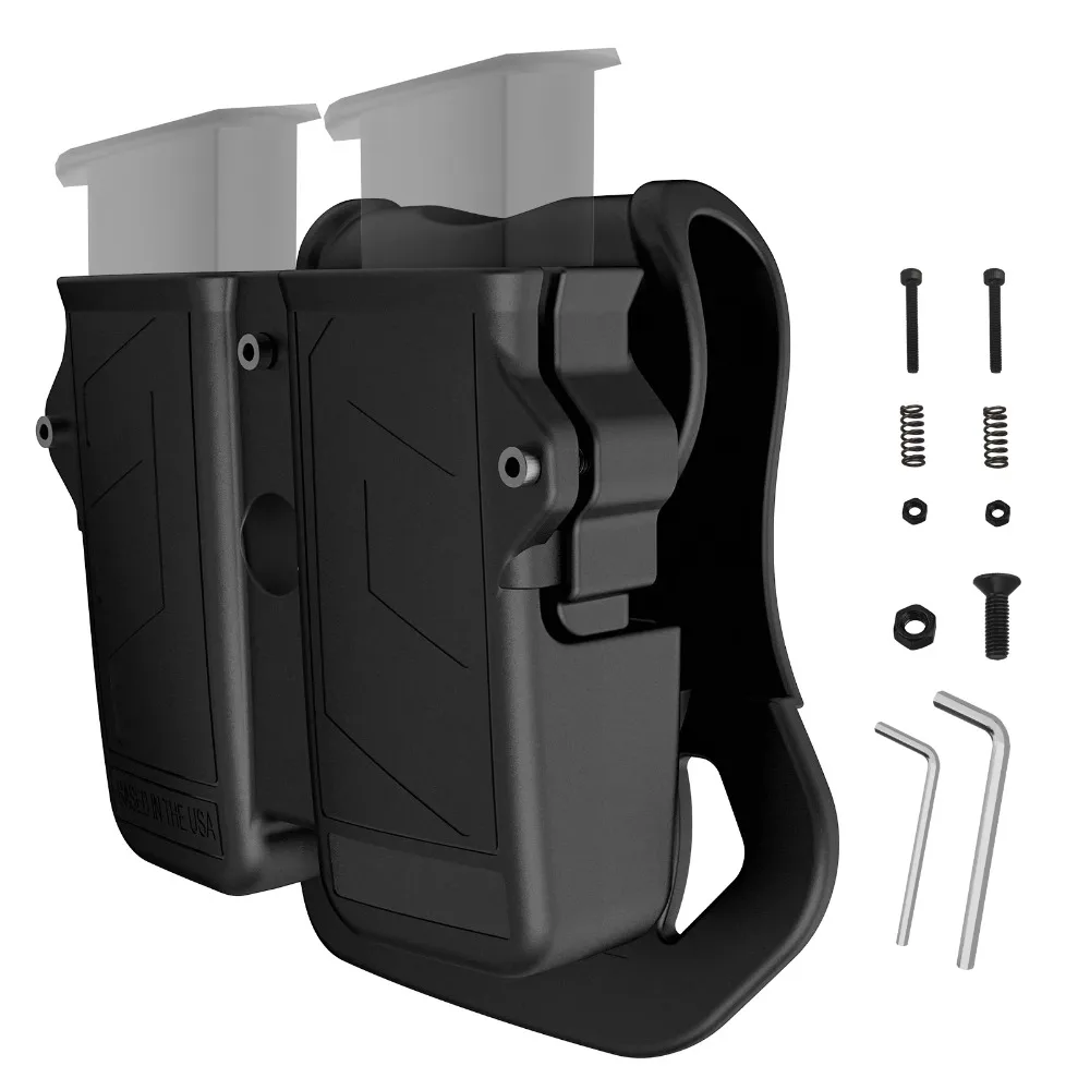 Magazine Pouch MAGORUI Universal Double Mag Holder For 9mm 10mm .40 .45 Double Stack Mag Pistol Magazine Holster Pouch Hand Gun Carrier