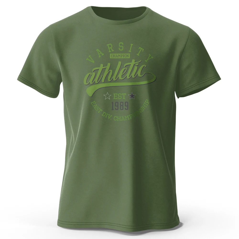 Unisex Vintage Graphic Varsity Cotton T-Shirt - Short Sleeve