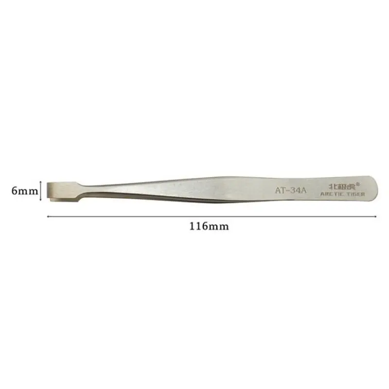 Stainless Steel Flat Wide Tweezers for Laboratory Clamping Stamp, Electronic Industry Tools, Industrial Tweezers, 120mm зажимной,tweezer tool