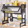 Kitchen Dish Rack Over The Sink Adjustable Drying Shelf Dustproof Cabinet Stainless Steel Kitchenware Shelves Closet Organizer 1