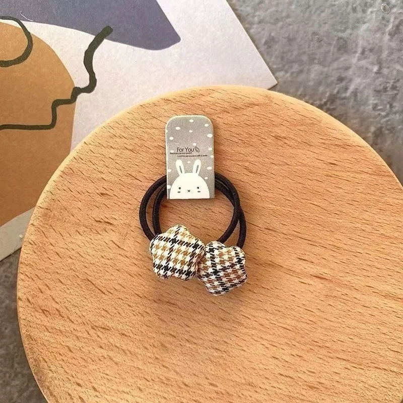 2 stücke Samt Herz Plaid Stern Taste Elastische Haar Bands Gummi Haar Seil Krawatte Mädchen Haar Scrunchie Pferdeschwanz Halter Gum zubehör – Detail 10