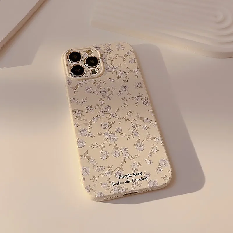 thumbnail image 1 of INS Beautiful Flower Phone Case For iPhone 16 15 14 13 12 11 Pro Max 14 Plus Vintage Floral Soft Shockproof Bumper Cover, 1 of 4