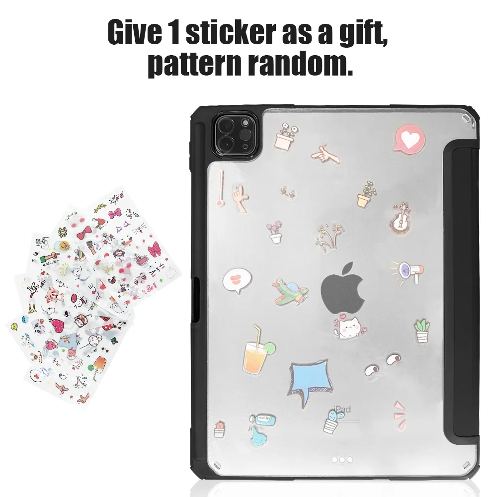 For iPad case 2021 Mini 6 Pro 11 9th Generation Case 10.2 2018 9.7 5/6th Air 2/3/4 10.5 10.9 PU Silicon Transparent Cover Funda