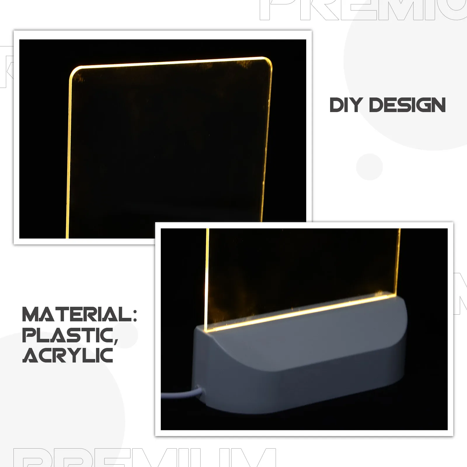 1세트 LED 아크릴 드라이 이레이즈 드로잉 보드 어린이용 라이트업 낙서 패드 지울 수 있는 야간 조명 메모 보드 침실 아트 장식