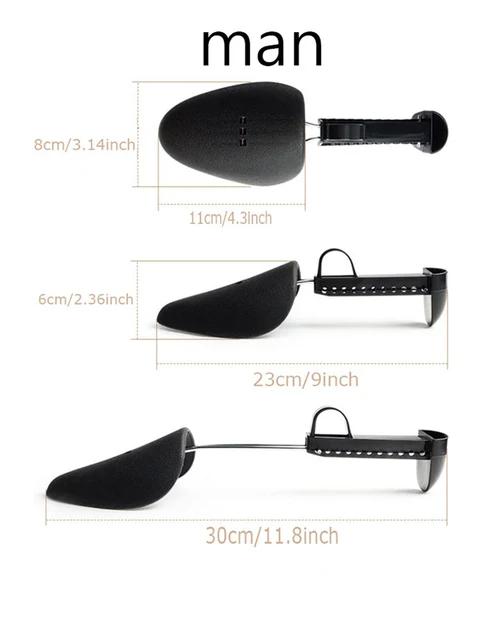1pair Unisex Black Adjustable Plastic Shoe Trees, Pu Leather Shoe Lasts, Sports Shoe Shapers, Shoe Stretchers, Shoe Covers. 6