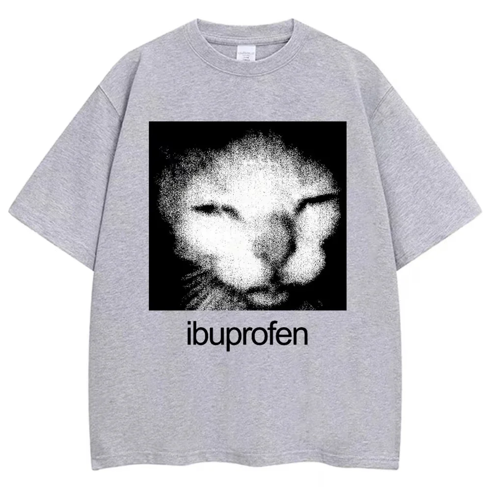 2026 Vintage Funny Ibuprofen Cat Meme Graphic T Shirt Women Humor Fashion T Shirts Oversized Casual Streetwear T-shirts Y2K top 3