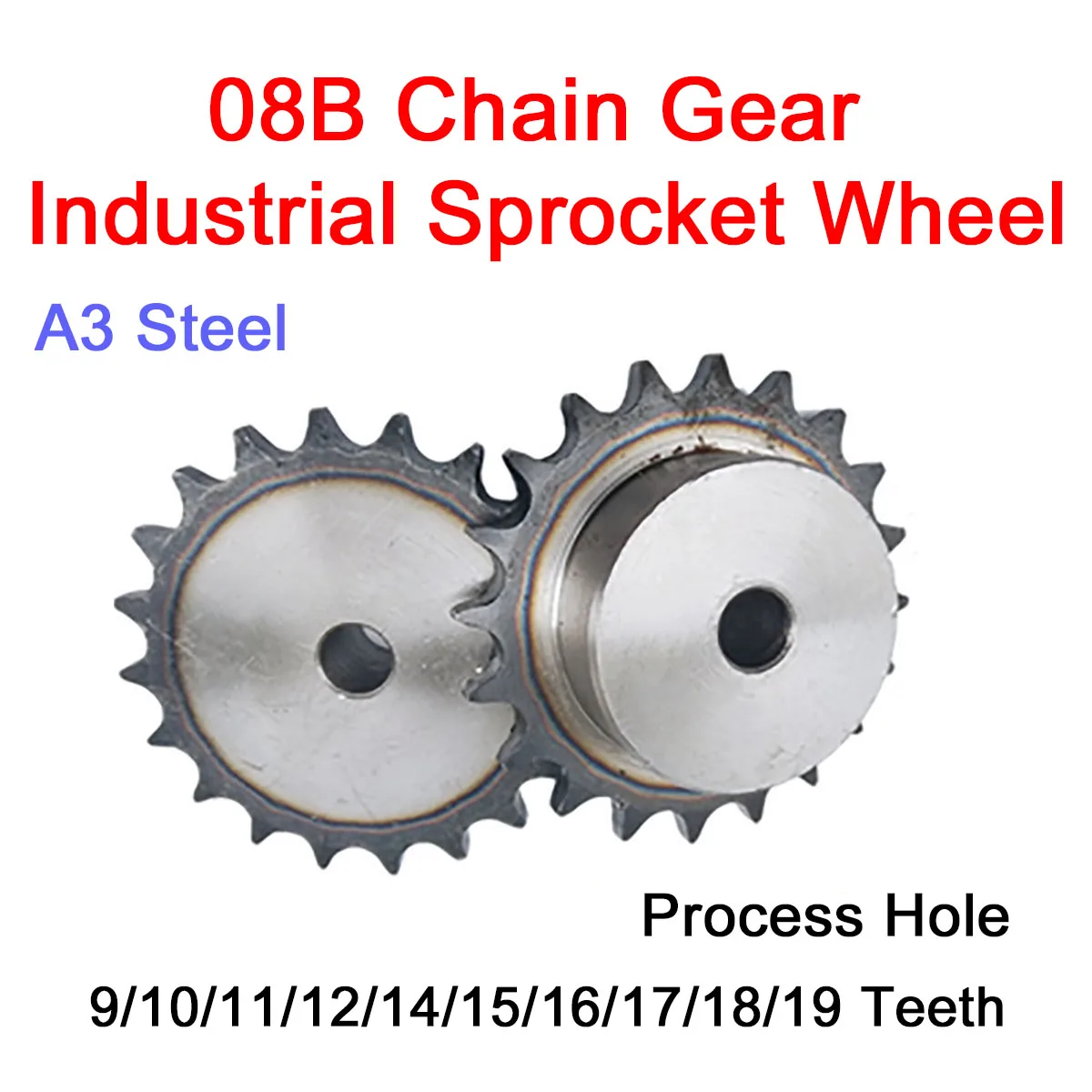 1Pc 08B Chain Gear 9/10/11/12/14/15/16/17/18/19 Teeth A3 Steel