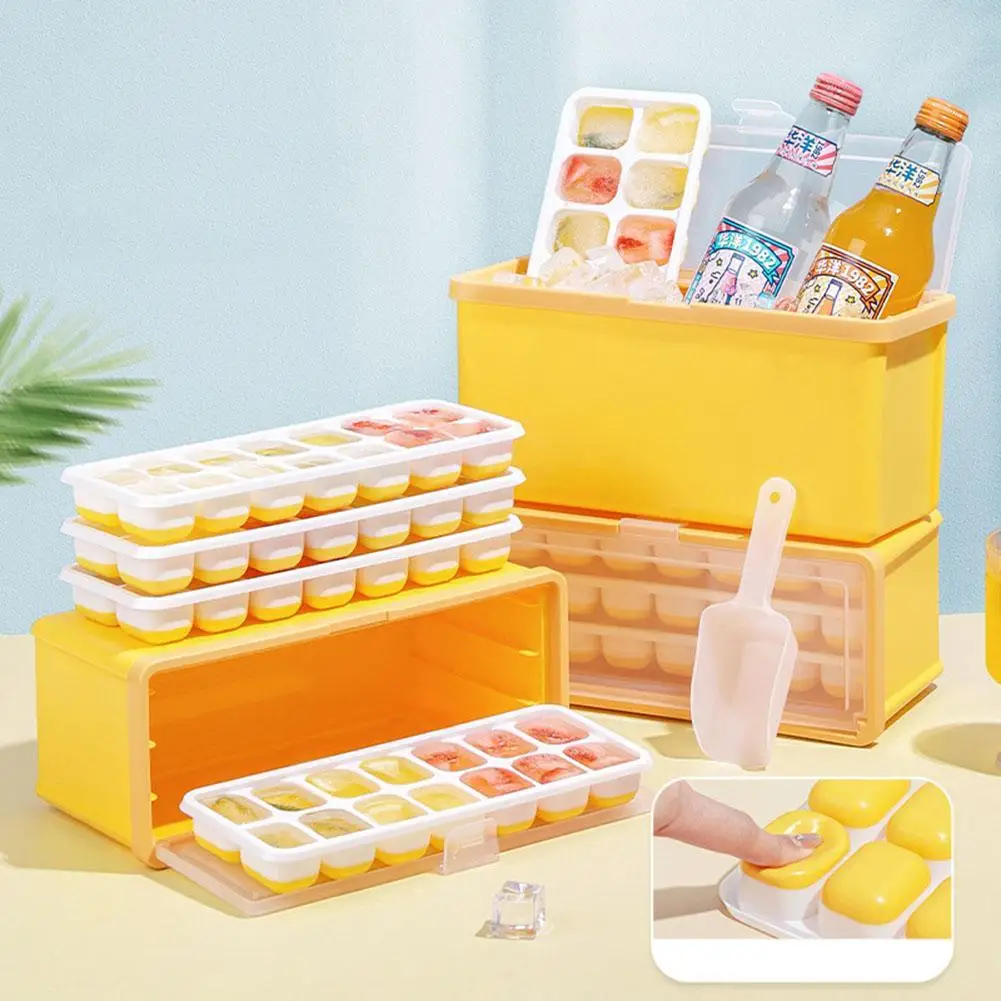 

New 3-layer Creative Ice Cube Tray With Lid Stackable Silicone Plastic Ice Trays With Storage Ice Box For Home Kitchen