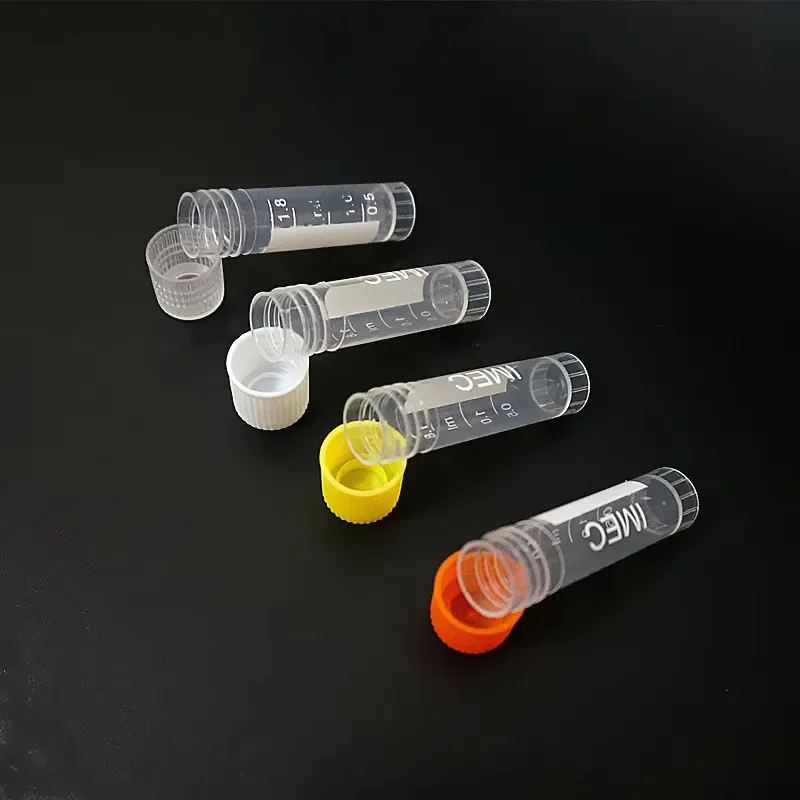 Laboratory Graduated Plastic Freezing Tube Cryo Preservative Vial Sample Cryovial Colorful Cover 50pcs/lot