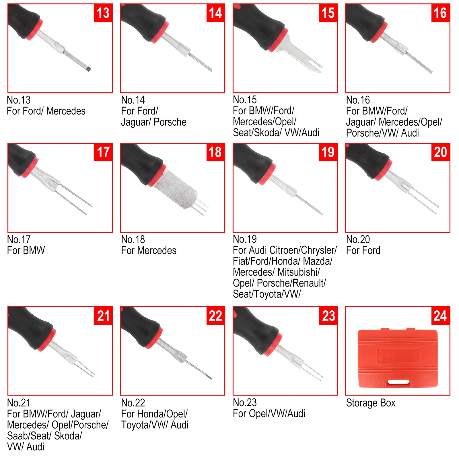 Heavy Car Terminal Remoção Ferramentas de Reparo, Fiação Elétrica Conector Crimp, Kit Extrator Pin, Chaves, Plug Extratores Automotivos, 23Pcs