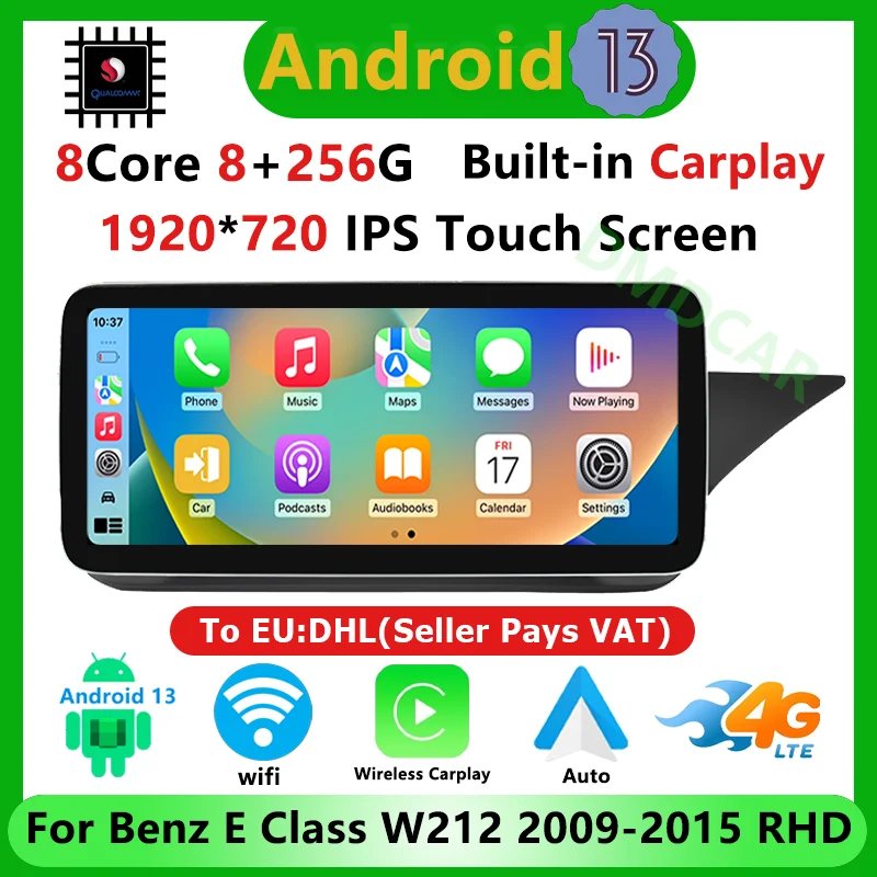

Snapdragon Android13 Multimeida 10.25/ 12.5" 8+256G GPS Navigation Wireless Carplay For Mercedes Benz E Class W212 2009-2015 RHD