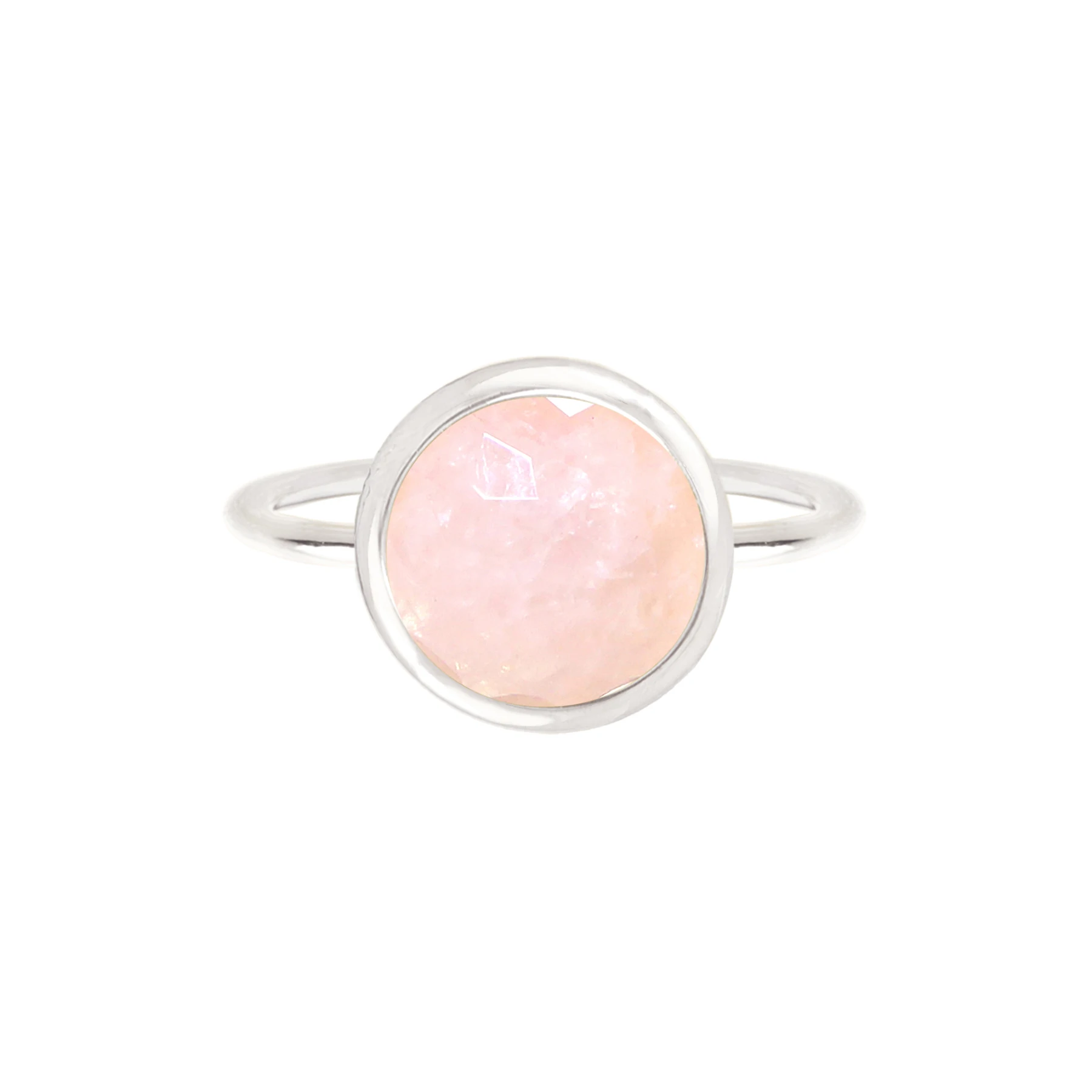 Rose Quartz Gemstone Round Ring Christmas Day Ring Jewelry All Size