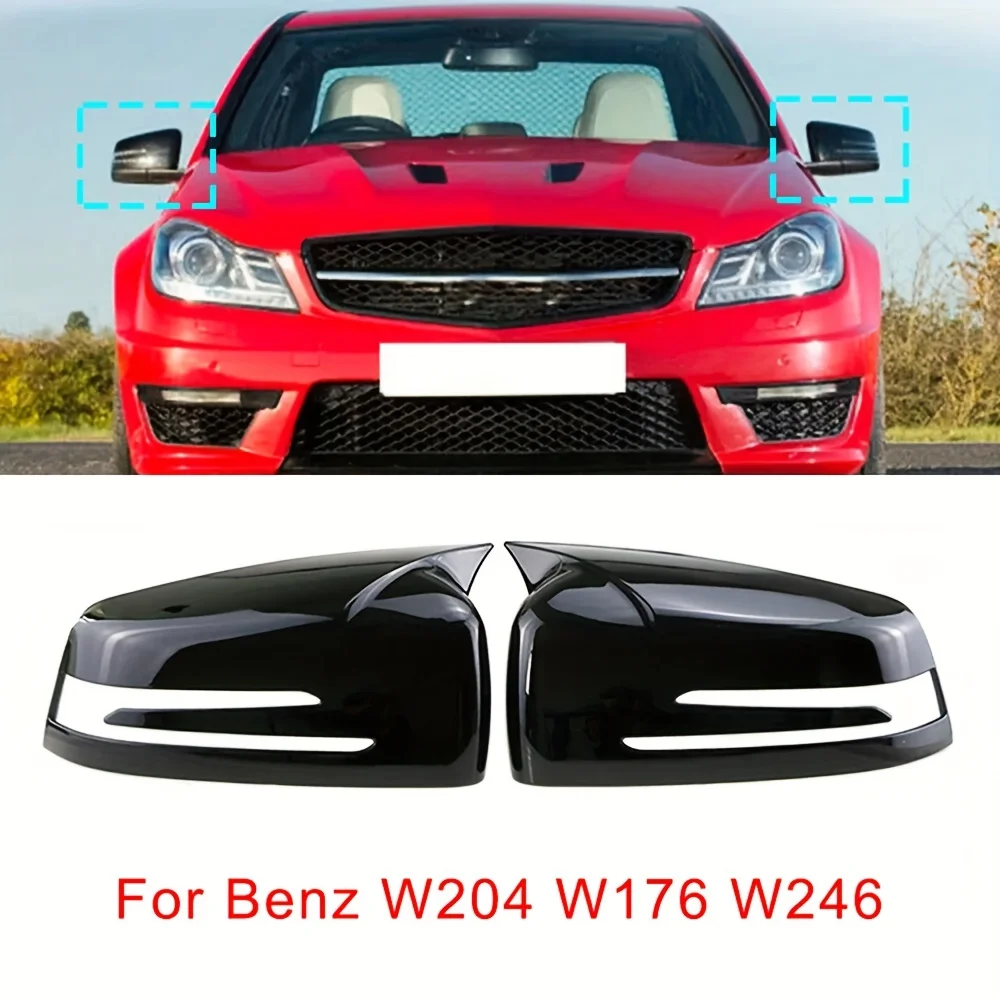 

Чехол для зеркала заднего вида в виде бычьего рога для Mercedes Benz W204 W176 W246 W212 W221 A B C E S CLA GLA GLK, аксессуары класса 1 пара