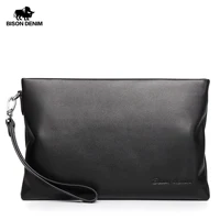 BISONDENIM-Pochette en Cuir group pour Homme, Sac à Main de Grande Capacité pour Téléphone, Marque de Luxe, Poudres, Portefeuille Souple 3