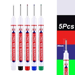 Waterproof Long - Head Deep Hole Paint Marker Set for Woodworking & Metal - Red, Black, Blue, White (Full set of 5 colors)