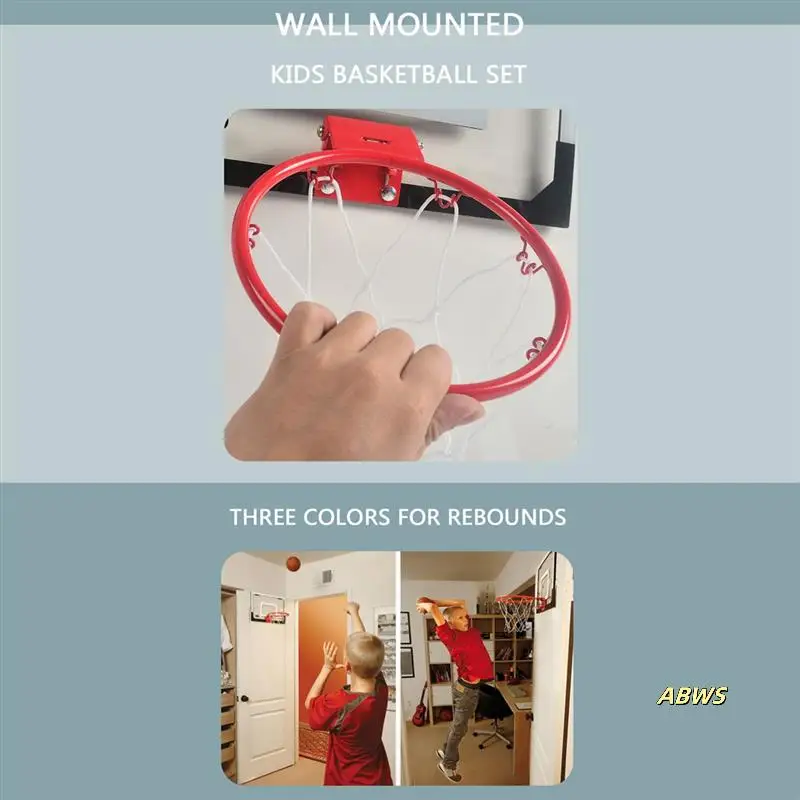 어린이를위한 공이있는 비 천공 벽걸이 형 어린이 농구 랙 성인 침실 농구 후프 사무실 미니 후프