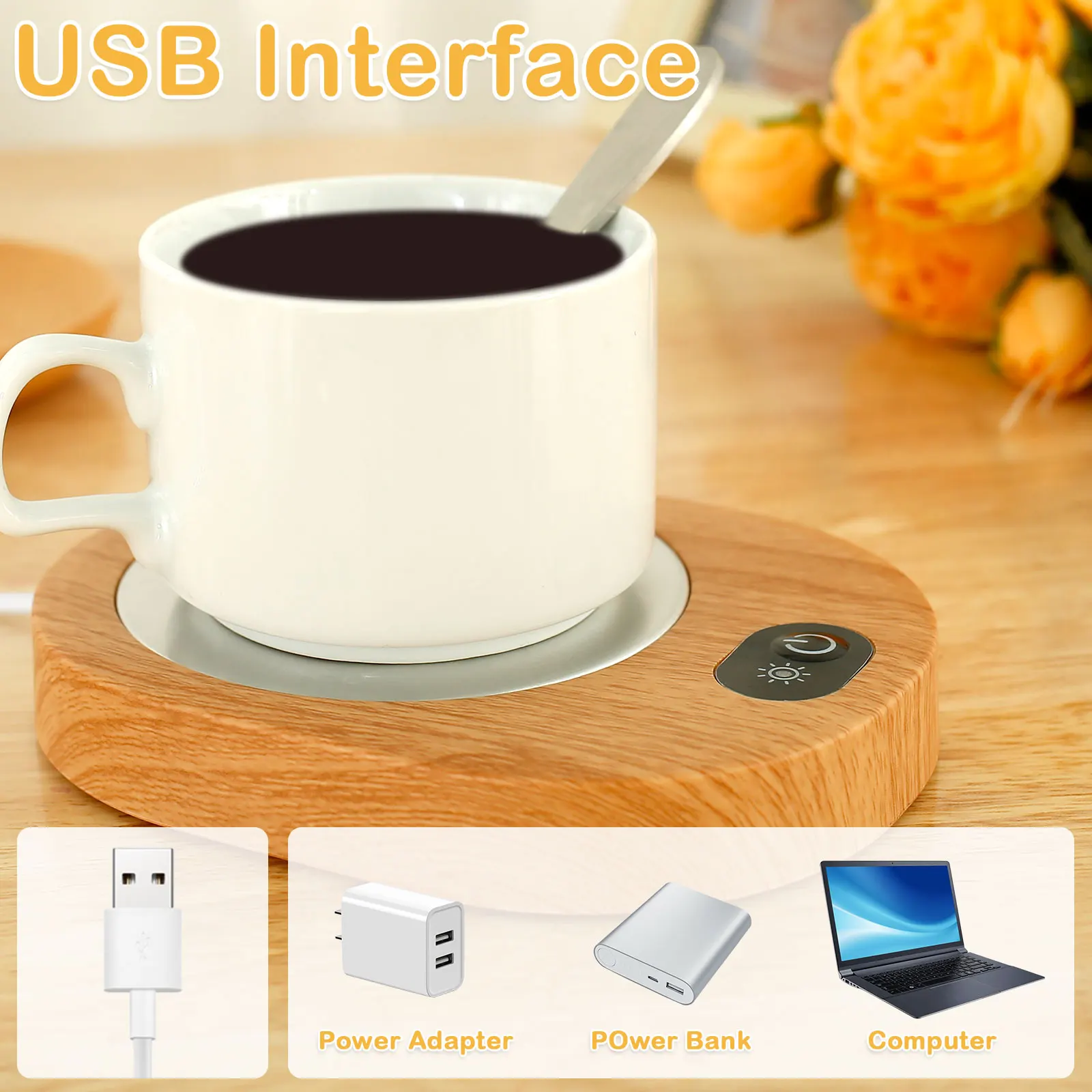 Portable USB-Powered Electric Coffee Mug Warmer with Constant Heat Function