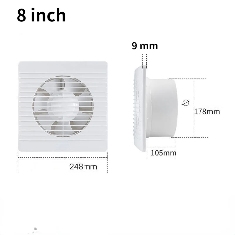 4"6"8" Exhaust fan toilet powerful mute exhaust fan household wall exhaust fan ventilation fan for dropshipping images - 6