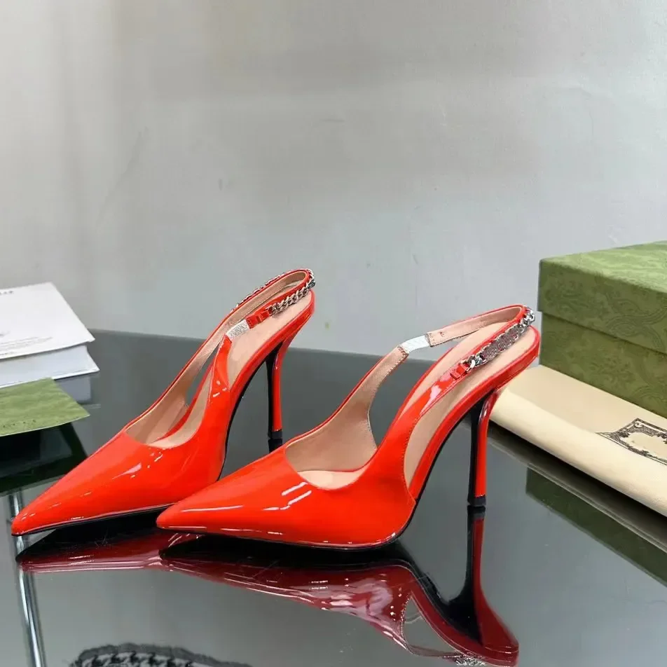Sandals Sier Veet High Kitten Pink Dress Lady Elegant Pointed Slingbacks Lacquer Leather Heels Shoes Woman Designer
