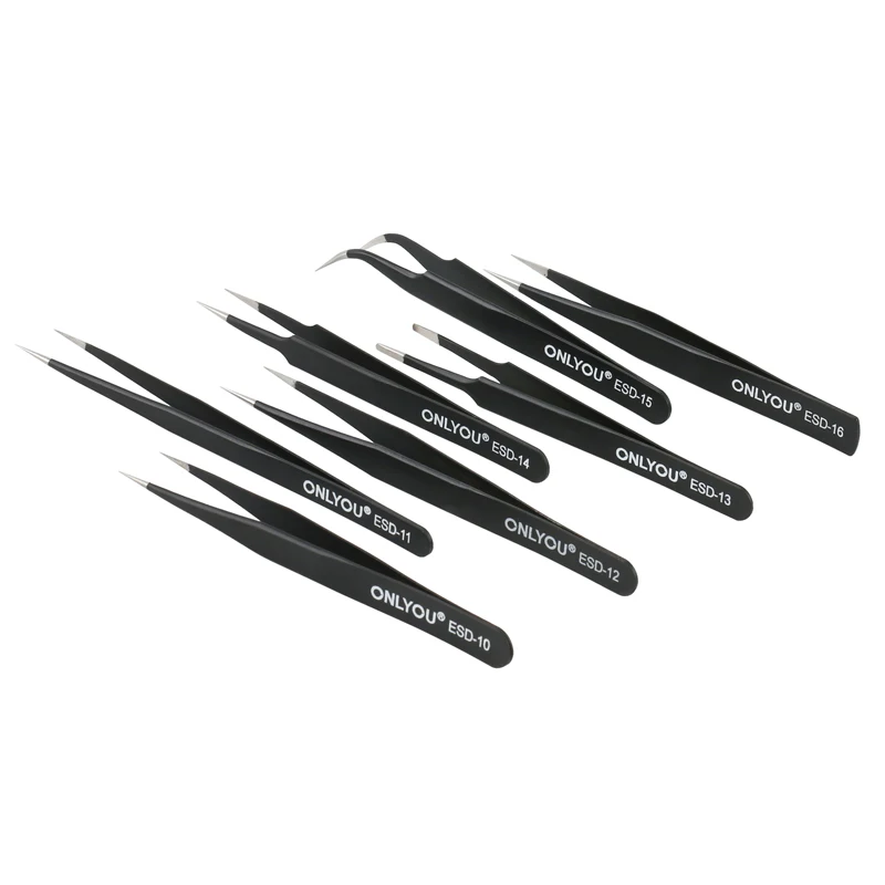 BGA Precision ESD Tweezers 8 Pcs/Set 10-17 Stainless Steel Anti-Static Repair Tool precision tweezers tweezer tool esd anti static tweezers