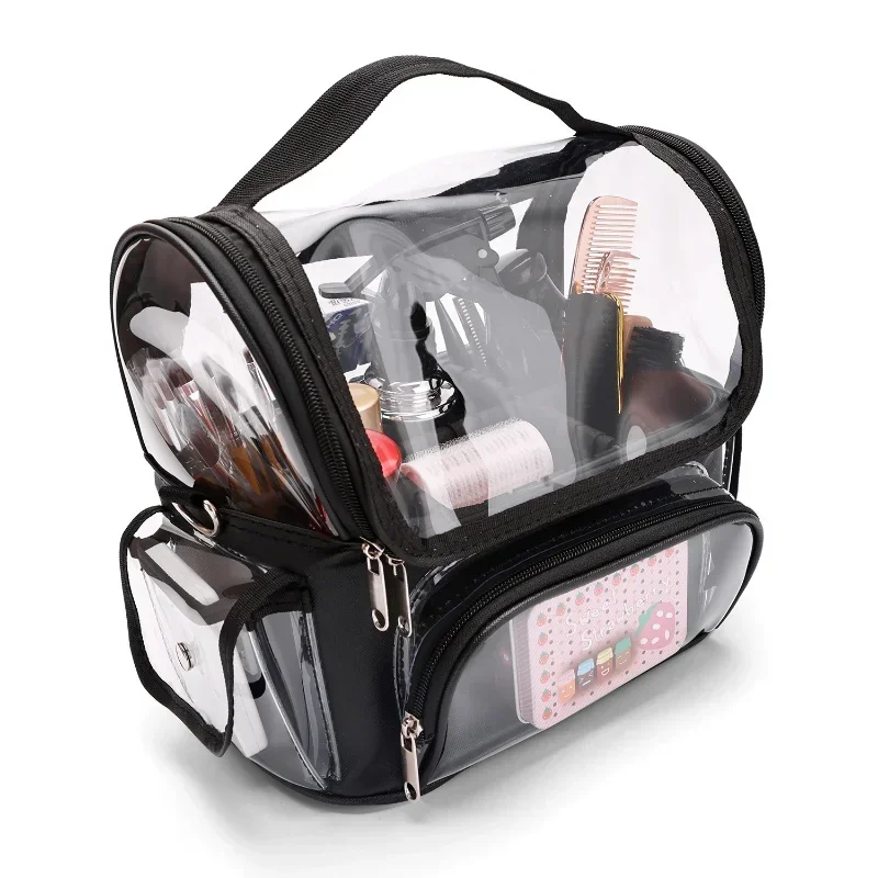 

PVC Women's Bags Salon Makeup Tool Backpack Hairdressing Storage Transparent Waterproof Travel Bag Barber Accessories