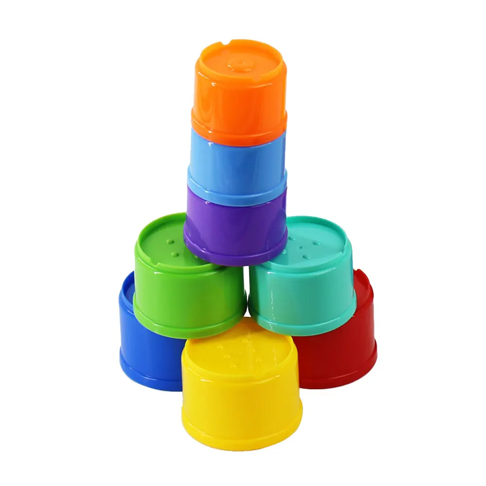 Stacking Tower Intelligence Fun Rainbow Stacking Ring Tower 8pcs Early Educational Toy For Toddlers Kids Christmas Birthday Gift