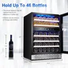 Wine Cooler,Built-in Wine Fridge Under Counter or Freestanding Dual Zones,Auto Defrost,6 Removable Shelves Glass Door 3