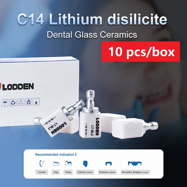 10PCS/Box Lithium Disilicate C14 Dental Lab Glass Ceramic Blocks HT LT MT For CAD CAM Sirona Cerec Veneer Dentist Materials
