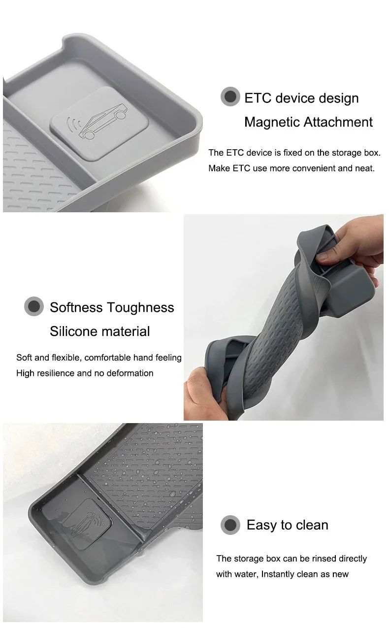 For Tesla Model Y Juniper 2025 Model 3 Highland 2024+ ETC Bracket Tray Silicone