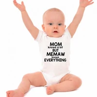 Mom Knows a Lot But Memaw Knows Everything Funny Baby Bodysuits Short Sleeve Summer Newborn Boy Girl Clothes Infant Onesies 1