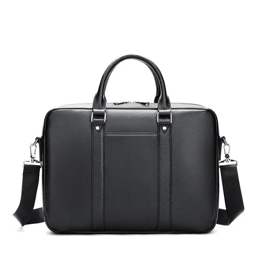 Men Women Business Briefcase Genuine Leather Shoulder Bags Real