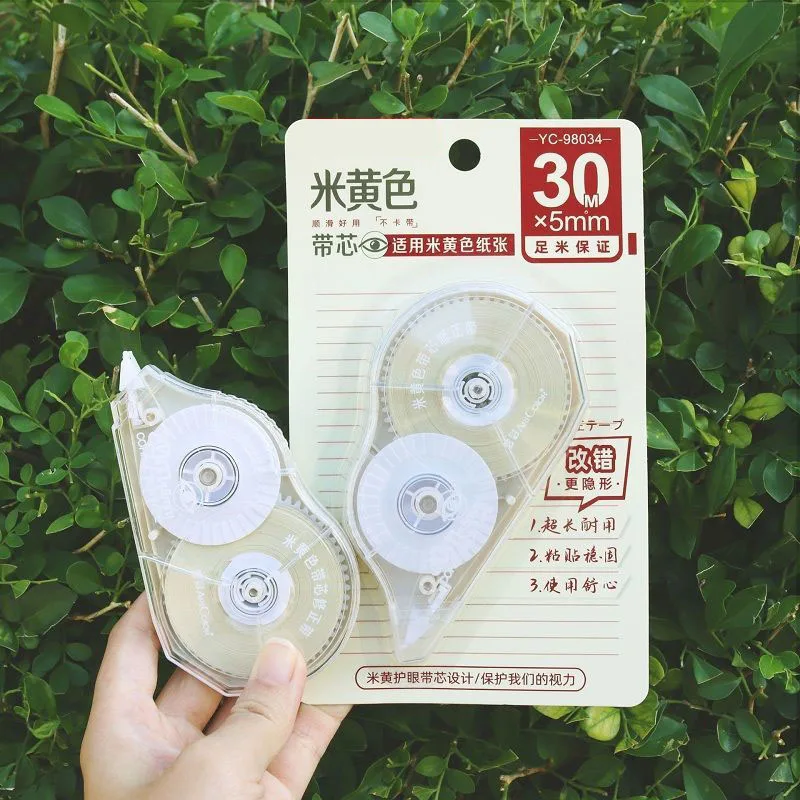 Correction Tape Cream Color Beige Corrective Tape Eraser 100 Feet Long for School Office Supplies Crafting Note Taking Journal correction tape