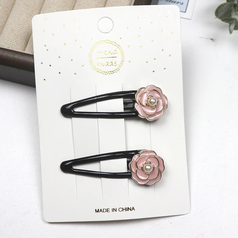 2Pcs Koreanische Elegante Kleine Kamelie Haar Clips Set Für Mädchen Mini Nette Haar Clips Barrettes Haar Zubehör Kopfbedeckungen – Detail 7