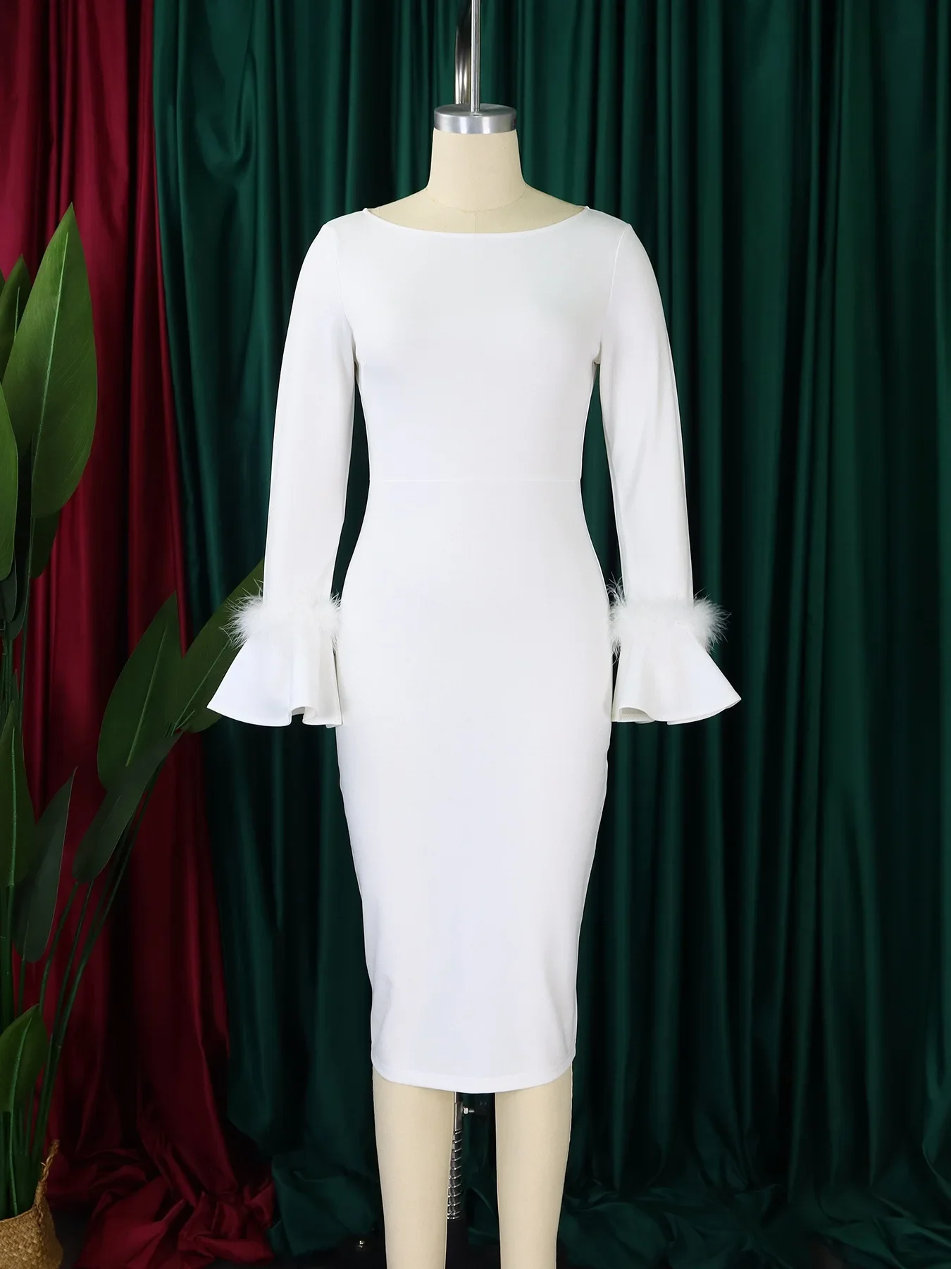 green emerald velvet dress Princess Polly Women's Lukea Long Sleeve Minidress - White main image 0