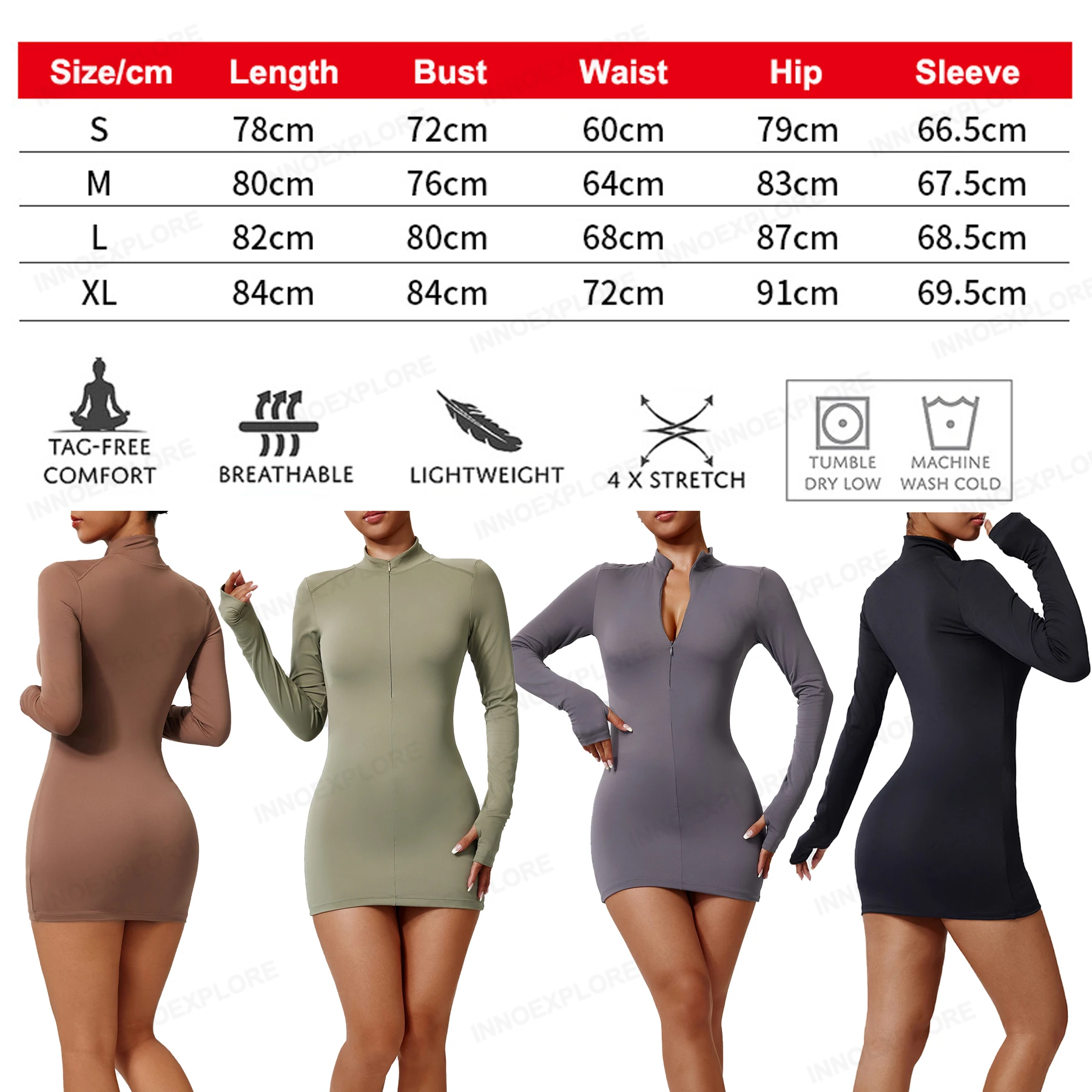 Women Dress Fashionable Women Loungewear Ribbed Half Zipper Leisure Fitness Dress Tennis Golf Badminton Clothing