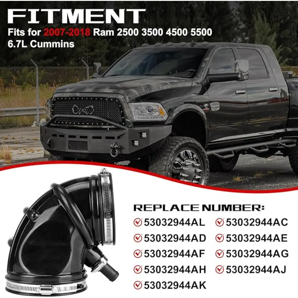 Intake Resonator Lower Hose Duct Pipe - Replacement For 2007-2018 Dodge Ram 2500-5500 With 6.7L Diesel - View #8