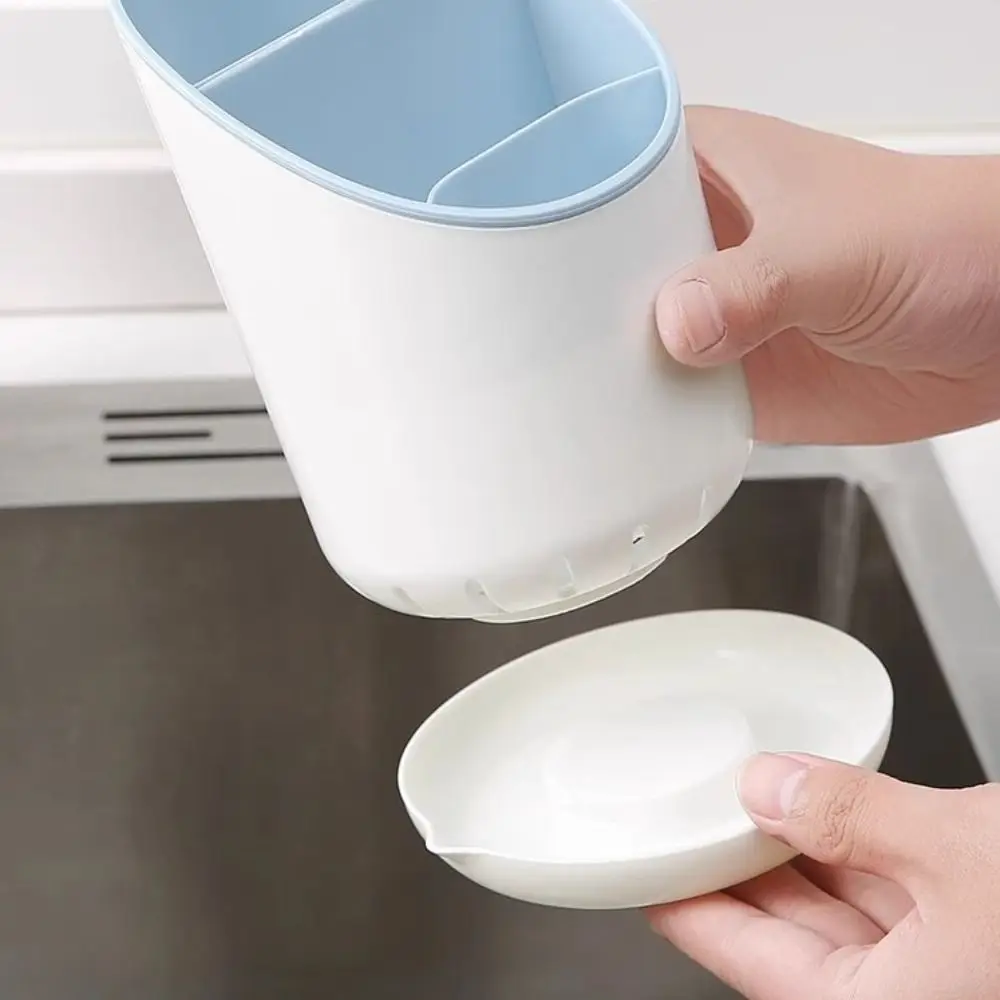 Large Capacity Tableware Storage Rack New with Tray Space Saving Chopstick Holder Drainage Hole Detachable Scoop Spoon Cage 4