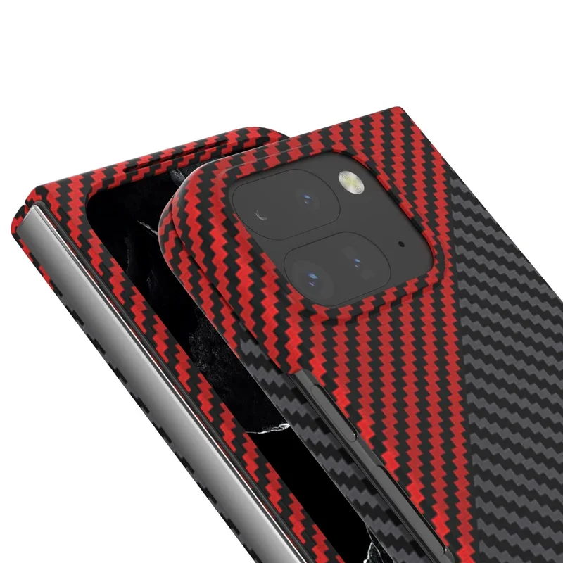 Ultra Thin Carbon Fiber Pattern Frosted Shockproof Folding Case