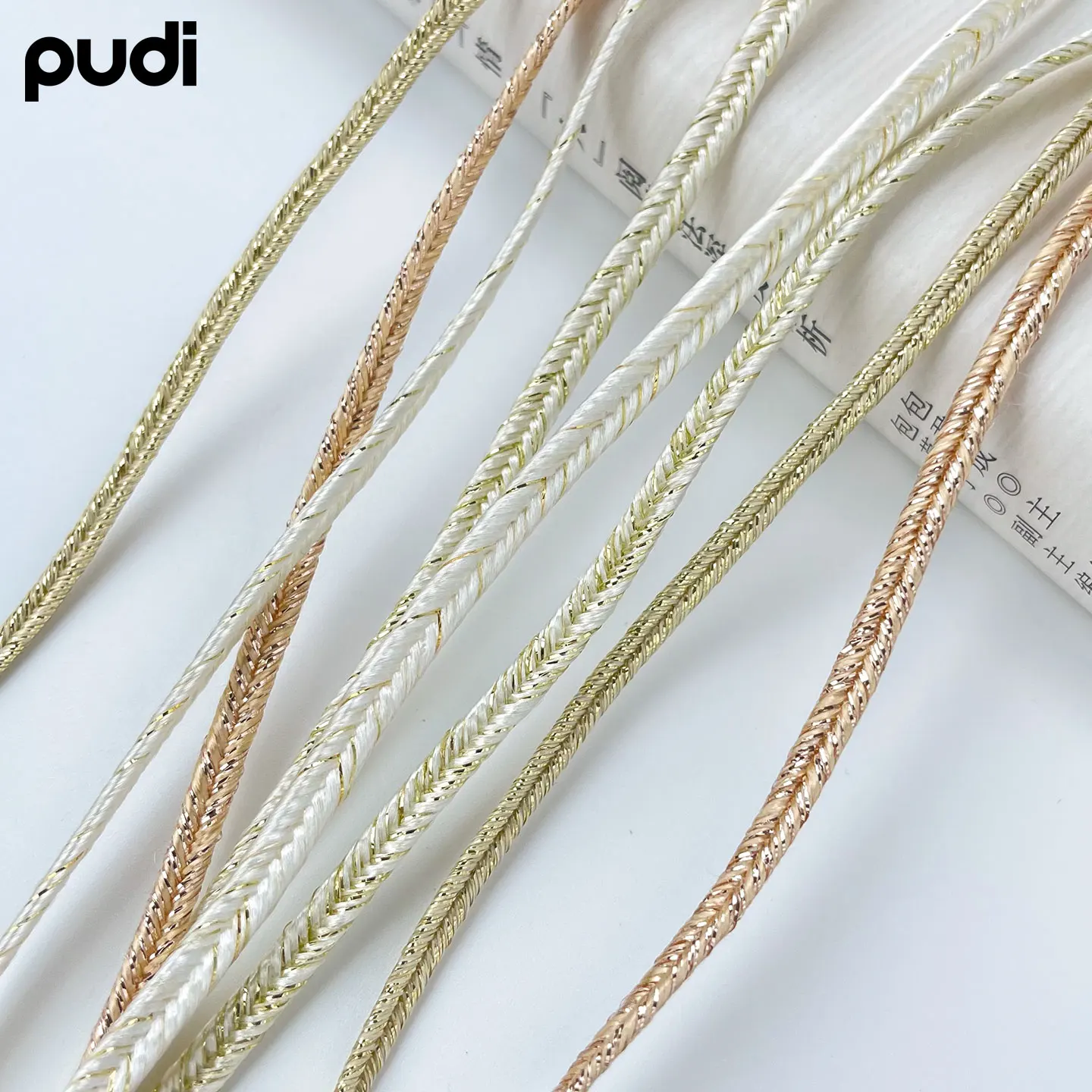 10-Meter Gold & Silver Herringbone Webbing Strap - DIY Edging Accessory
