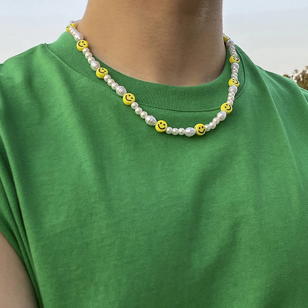 Set di gioielli con volto sorridente di perle - Vari colori