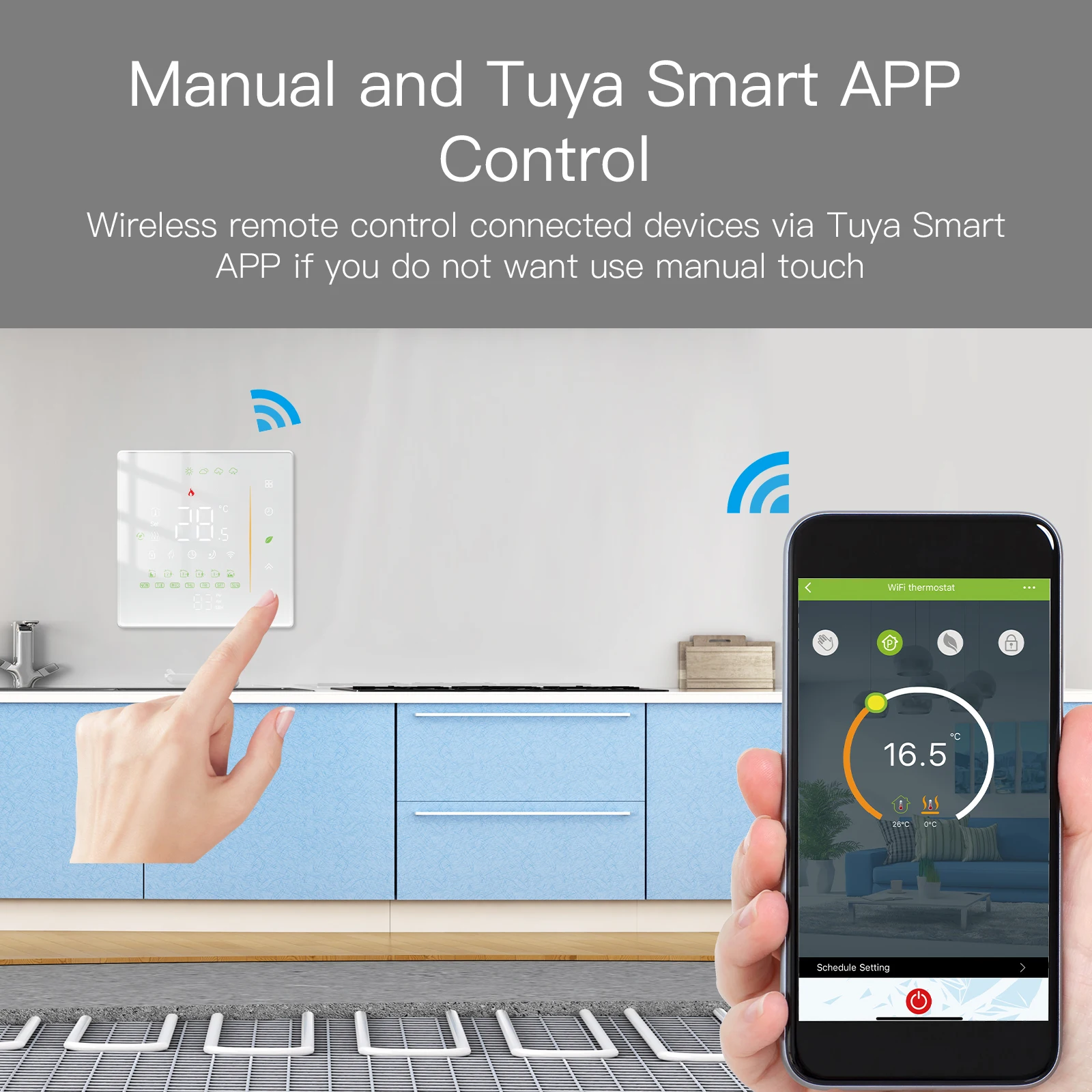 Smart Thermostat Smart Thermostat Socket Temperature Controller WiFi Wireless Room Temperature Controller Water/Electric Floor Heating Gas Boiler Humidity Tuya Work with Alexa