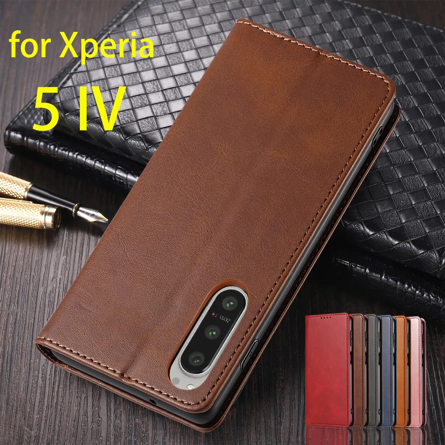 Custodia In Pelle Per Sony Xperia 5 Iv ( 5 Mark 4 ) Flip Case Card Holder Holster Custodia Magnetica Per Attrazione Custodia A Portafoglio Fundas Coqu