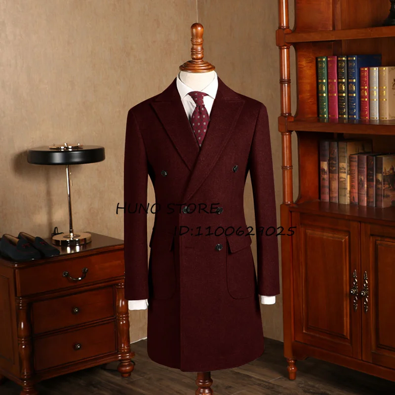 Winter Men's Wool Coat Double Breasted Lapel Dress Wedding Dinner Party Male's Slim Fit Jacket men suits jackets