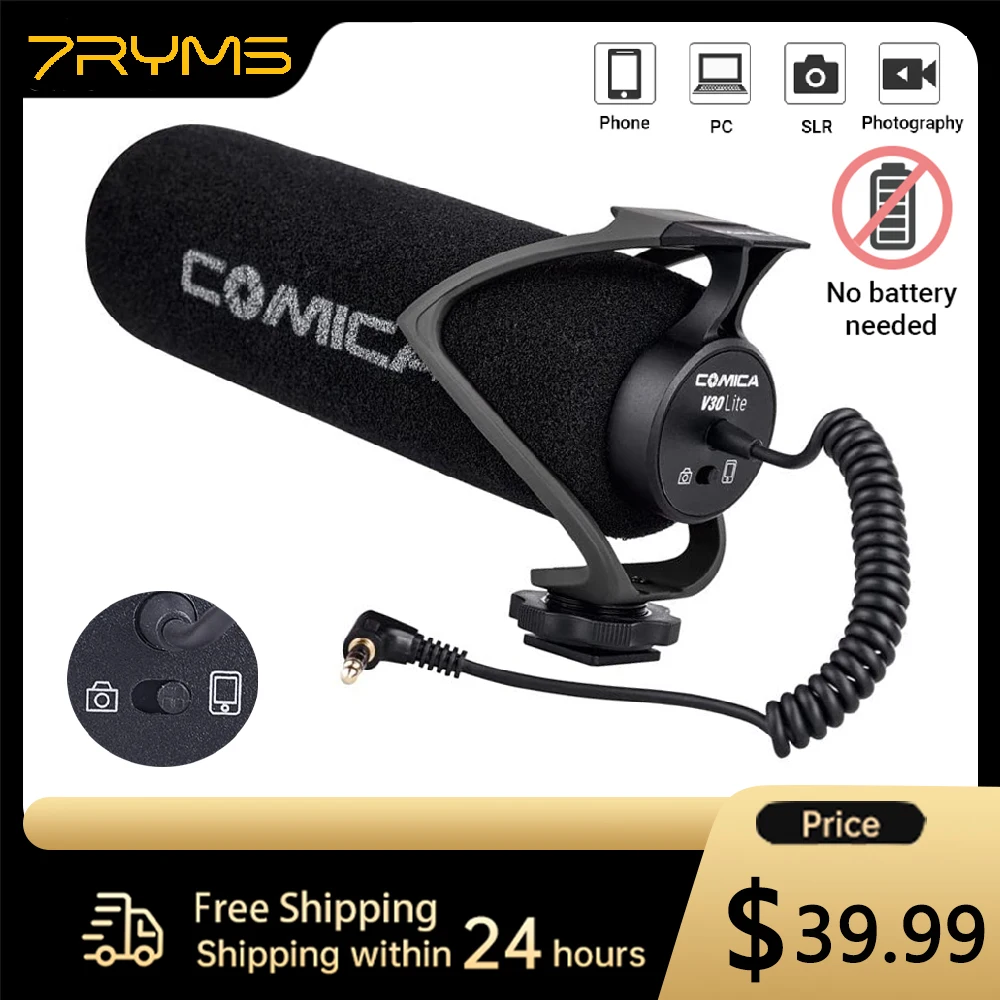 

Comica CVM-V30 LITE Video Microphone Condenser Volgging Recording Mic for Canon Nikon Fuji DSLR Camera,Microphone for Smartphone