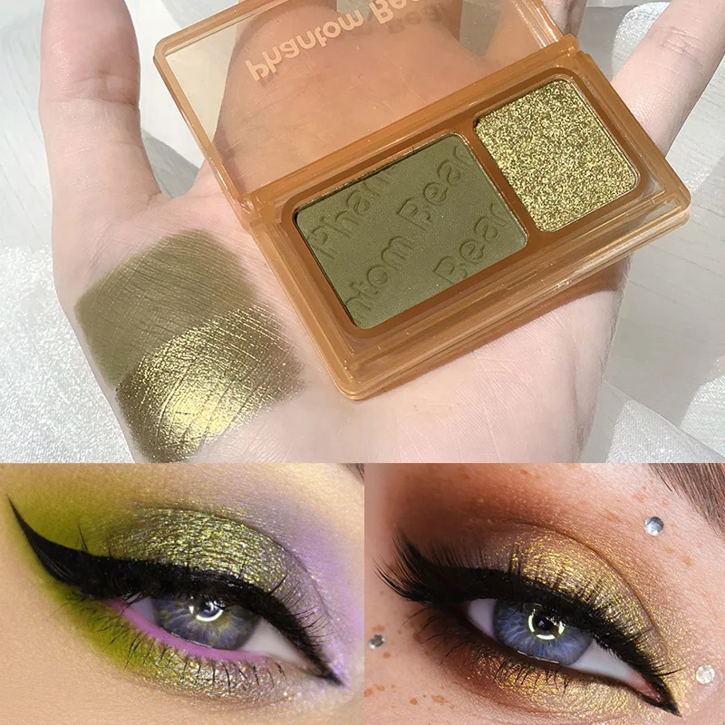 

Glitter Neon Green Eye Shadow Palette Waterproof Lasting Matte Nude Red Eyeshadow Pigments Eyes Brightening Highlighter Makeup