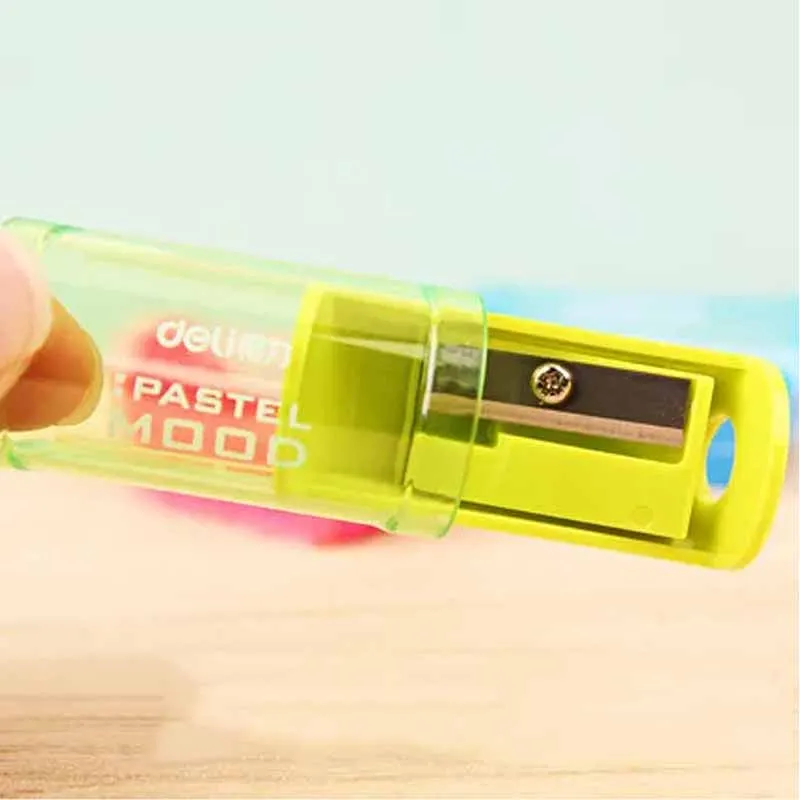 1PC 캔디 컬러 투명 연필 깎이 - 학교 사무용품을 위한 플라스틱 표준 연필 커터